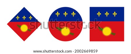 Guadeloupe flag icon set isolated on white background