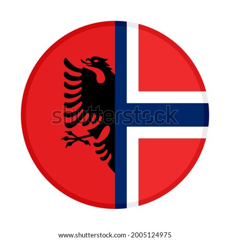 round icon with albania and norway flags isolated on white background
