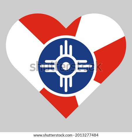 heart shape icon with wichita flag. vector illustration