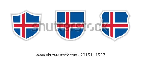 shields icon set with iceland flag isolated on white background. vector illustration