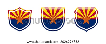 shields icon set with arizona state flag isolated on white background. vector illustration
