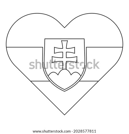 heart shape outline icon. slovakia flag. vector illustration