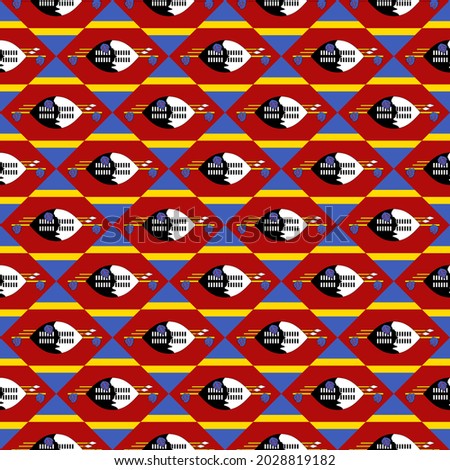 swaziland flag seamless ceramic tile pattern tradition concept. vector illustration