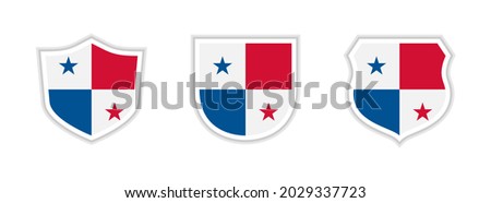 shields icon set with panama flag isolated on white background. vector illustration
