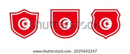 shields icon set with tunisia flag isolated on white background. vector illustration
