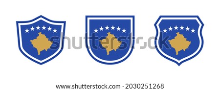 shields icon set with kosovo flag isolated on white background. vector illustration