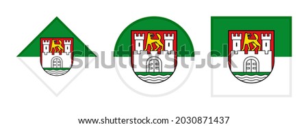 Wolfsburg flag icon set. isolated on white background
