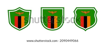 shields icon set with zambia flag isolated on white background. vector illustration