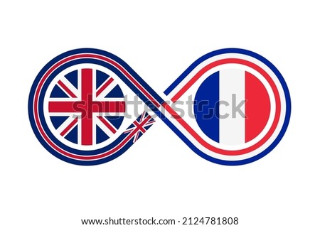 unity concept. english and french language translation icon. vector illustration isolated on white background