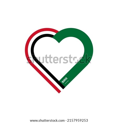 unity concept. heart ribbon icon of yemen and saudi arabia flags. vector illustration isolated on white background	