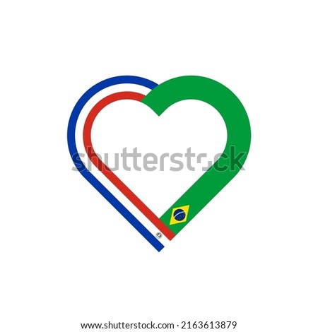 unity concept. heart ribbon icon of paraguay and brazil flags. vector illustration isolated on white background