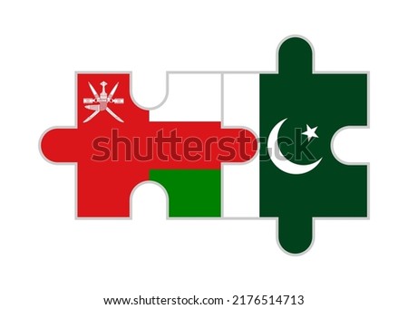 puzzle pieces of oman and pakistan flags. vector illustration isolated on white background
