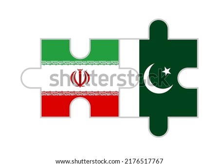 puzzle pieces of iran and pakistan flags. vector illustration isolated on white background
