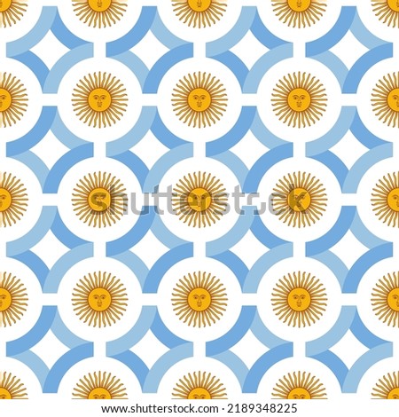 argentina flag pattern design. sunshine background. vector illustration