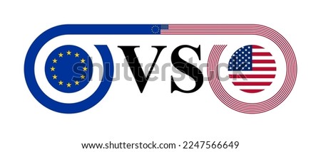 the concept of european union vs united states. vector illustration isolated on white background	