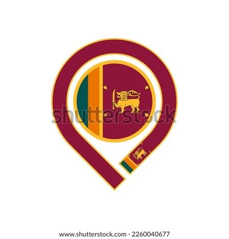 sri lanka flag map pin icon. isolated on white background