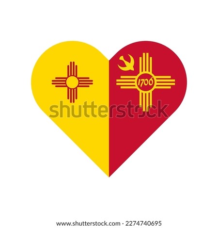 unity concept. heart shape icon of new mexico and albuquerque flags. vector illustration isolated on white background