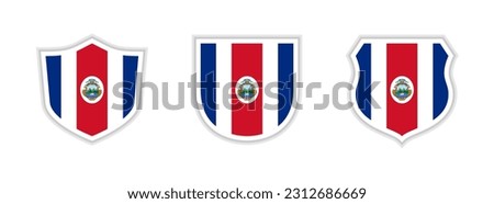 shields icon set of costa rica flag isolated on white background. vector illustration