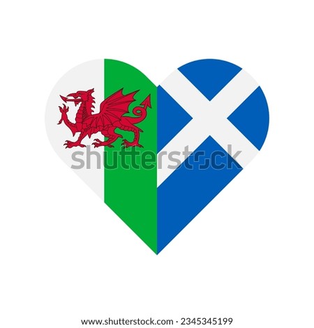 unity concept. heart shape icon of wales and scotland flags. vector illustration isolated on white background