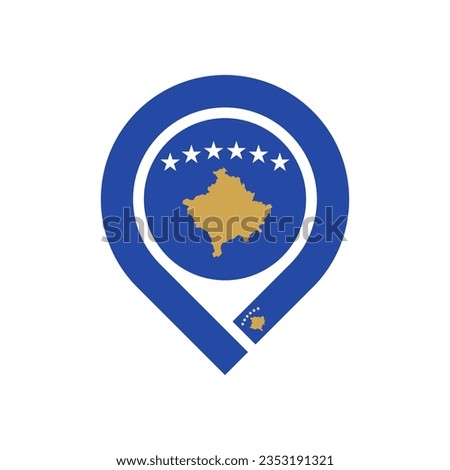 kosovo flag map pin icon. vector illustration isolated on white background