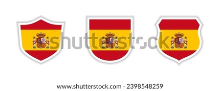 shields icon set of spain flag. vector illustration isolated on white background 