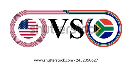 concept between united states vs south africa. vector illustration isolated on white background