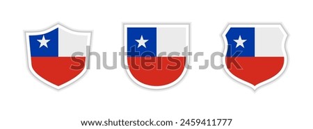 shields icon set of chile flag. isolated on white background. vector illustration