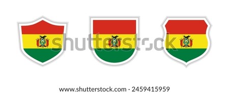 shields icon set of bolivia flag. isolated on white background. vector illustration