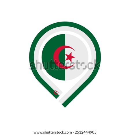 map pin icon of algeria flag. vector illustration isolated on white background