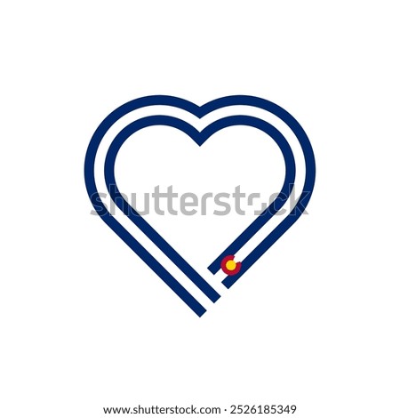 heart shape ribbon icon of colorado state flag. vector illustration isolated on white background