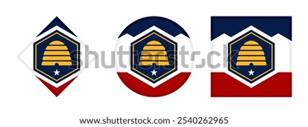 utah flag icon set. vector illustration isolated on white background