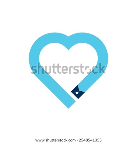 heart shape of minnesota flag. vector illustration isolated on white background