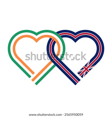 heart shaped ribbon of ireland and united kingdom flags intertwined. vector illustration isolated on white background