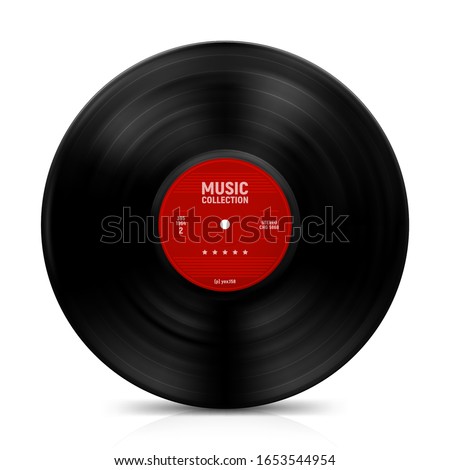 gramophone vinyl record with label. Music collection. old technology, retro sound design. vector illustration, isolated on white background