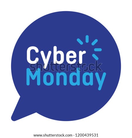 Logo for cyber monday offer. Label for promotion event. Marketing action cyber sale. Vector. Cyber week.
