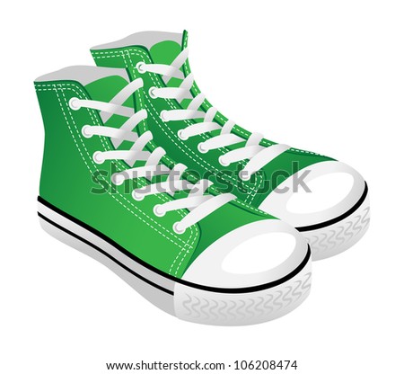 Green Sneakers Stock Vector Illustration 106208474 : Shutterstock