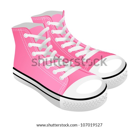 Pink Sneakers Stock Vector Illustration 107019527 : Shutterstock