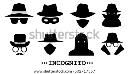 Incognito icons. Collection of anonymous and strangers