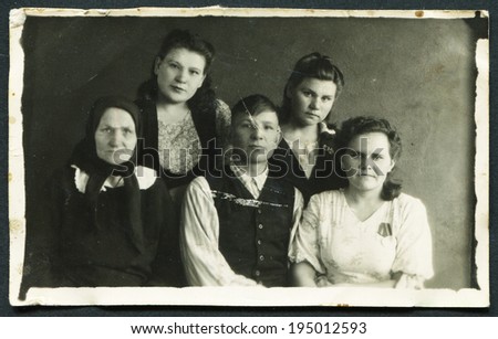 USSR - CIRCA 1960s: An antique photo shows  family portrait, USSR, circa 1960s
