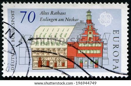 GERMANY - CIRCA 1978: a stamp printed in the Germany shows Old city hall, Esslingen on Neckar, circa 1978