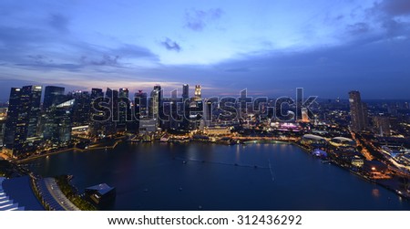 Singapore - July 25, 2015: View of Banks and Commercial buildings in Central Business District, Singapore Skyline.