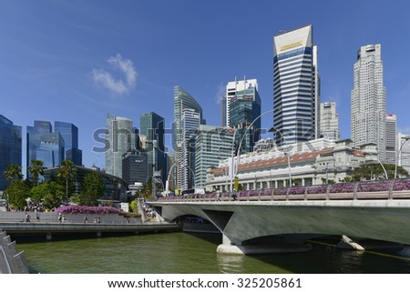 Singapore - July 25, 2015: View of Banks and Commercial buildings in Central Business District, Singapore.