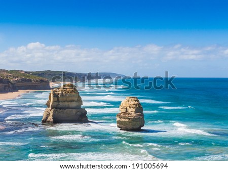 The twelve apostles on the great ocean road in Victoria Australia in summer