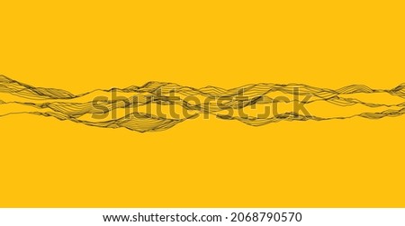 abstract multiple ripple curve line contour topography on yellow background, concept for geometry mountain contour, wave,  curve, line.