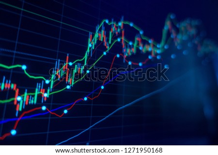 Stock market trading graph and candlestick chart for financial investment concept. Abstract finance background. ストックフォト © 