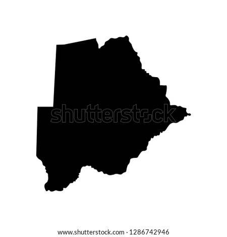 Vector isolated illustration of political map African state - Botswana. Black silhouette. White background