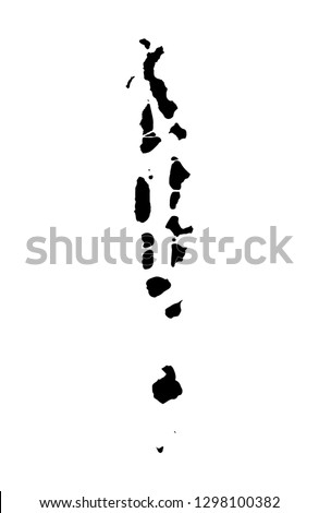 Vector isolated illustration icon with simplified map of Republic of Maldives. Black silhouette, white background