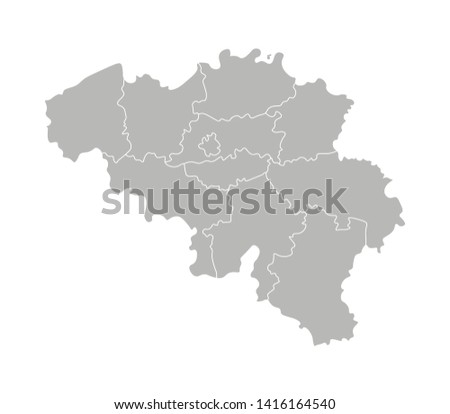 Vector isolated illustration of simplified administrative map of Belgium. Borders of the provinces (regions). Grey silhouettes. White outline.