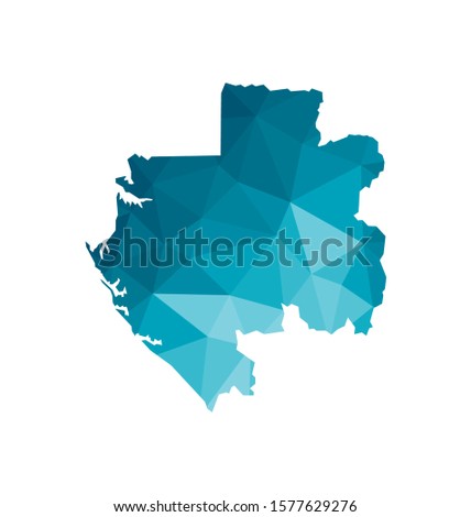 Vector isolated illustration icon with simplified blue silhouette of Gabon (Gabonese Republic) map. Polygonal geometric style, triangular shapes. White background.