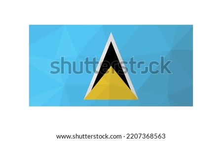 Vector illustration. Official symbol of Saint Lucia. National flag in yellow, black and blue colors. Creative design in low poly style with triangular shapes. Gradient effect